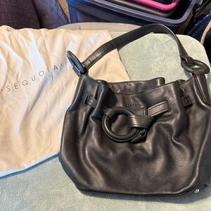 Sequoia black Leather Shoulder Bag